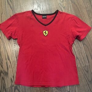 Ferrari red v-neck short sleeve t shirt